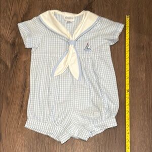 Fantasie Light Blue Gingham Romper with Sailor Collar